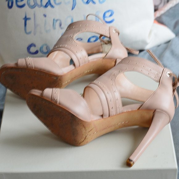 Vince Camuto Nude Tie Back Sandals - Picture 6 of 9